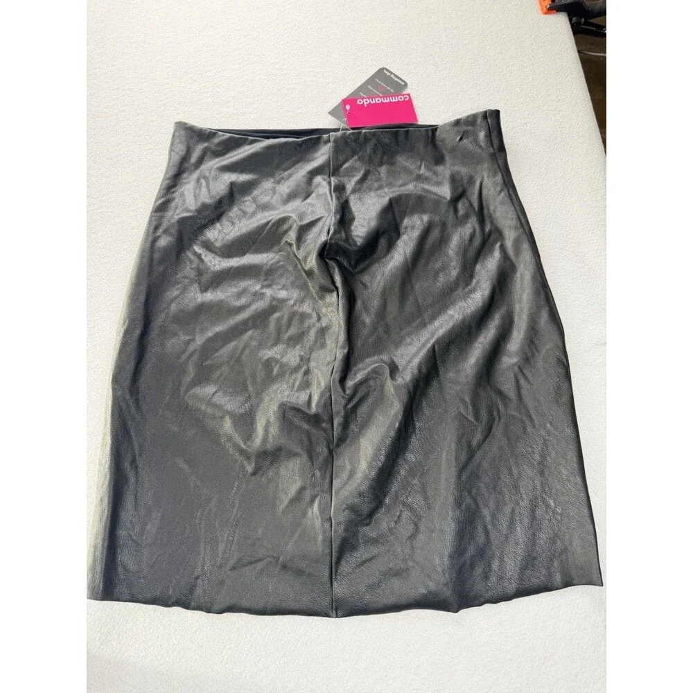 Commando Faux Leather Mini Skirt Black XL Smoothing Pull On Stretch NWT
